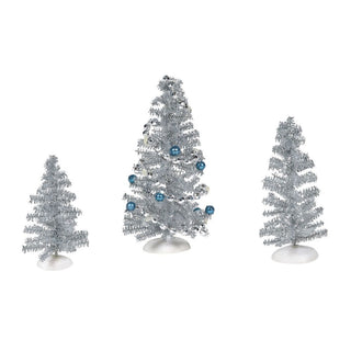 Blue Christmas Tinsel Trees, Set of 3, Dept. 56
