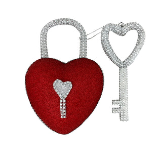 Red Bling Heart Lock & Key
