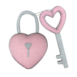 Pink Bling Heart Lock & Key