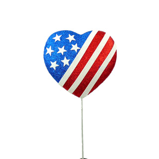 Glitter Stars and Stripes Heart Pick
