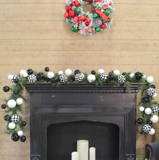 Black & White Check Ball Garland, 10'