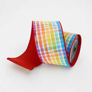 Multi-colored Rainbow Plaid Ribbon 4"X10YD
