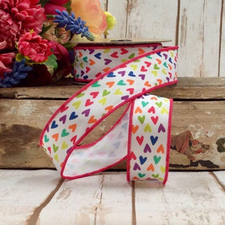 Poplin Colorful Hearts Ribbon, 1.5"X10YD