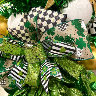 Patterned Shamrocks Ribbon, 4" X 10YD