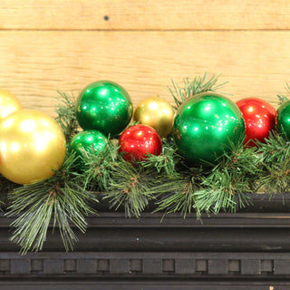 Red, Gold & Emerald Green Ball Garland, 10'