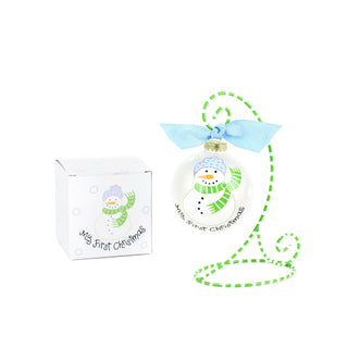 Snowman Boy Glass Ornament