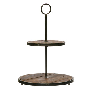Metal and Wooden Tiered Tray