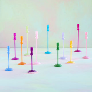 Glass Sugar Plum Taper Candle Holder