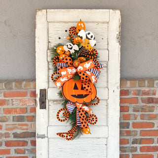 Orange & Black Fabric Curly Spray