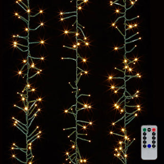 Warm White Cluster Lights on Green Wire, 15'