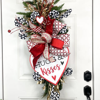 Natural/Red Gingham Heart - 2.5" X 10YD