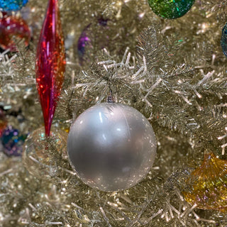Silver Candy Apple Ball Ornament, 4"