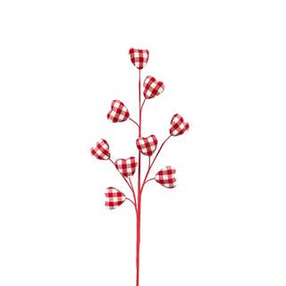 Red Gingham Heart Spray
