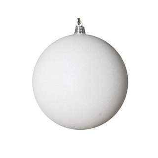 White Glitter Ball Ornament, 4"