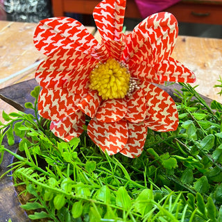 Orange Houndstooth Sunflower Spray