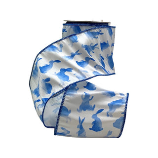 Watercolor Blue Rabbit Ribbon, 4”x10YD