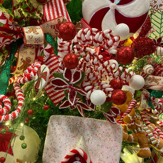 Glitter Red & White Curly Ball Spray