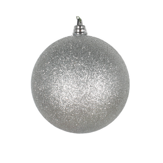 Silver Glitter Ball Ornament, 6"